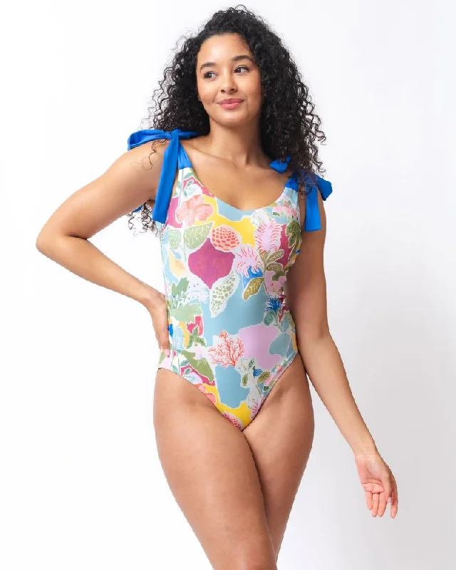 Durability - focused  Abstract Shell Shoulder-Tie One-Piece