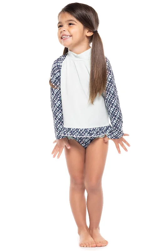 Mature - style  Baby Guppy Ruffle Rash Guard Set | Navy Gulf Stream Stripe