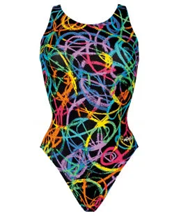 Super - soft  DOLFIN Fitness Female Scribble Black HP Back