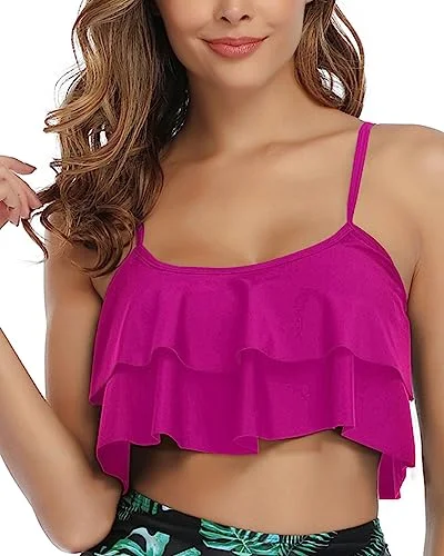 Apparel - enhancing  Flounce Swim Tops Falbala Swimsuit Tank Tops