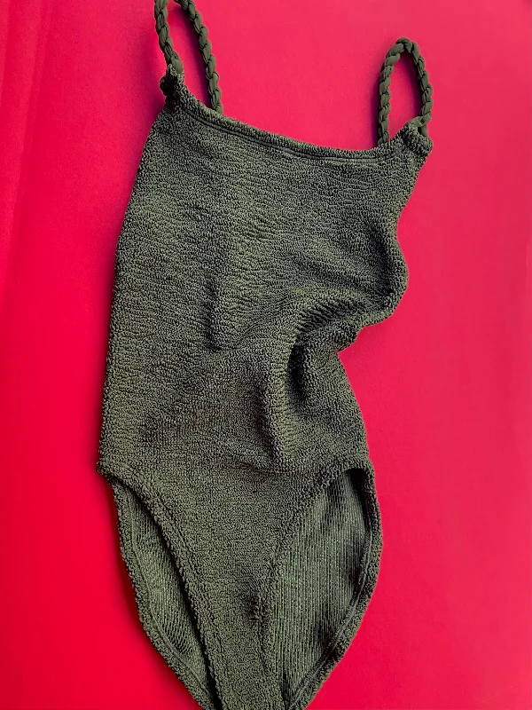 Alluring  Hunza G: Camille One Piece with Braided Straps - Metallic Khaki