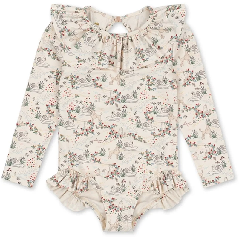 Tropical - themed  Konges Sløjd Manuca Ls Frill Swimsuit Mizumi
