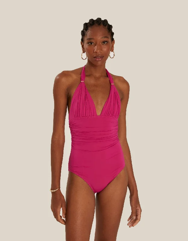 Eye - catching  Adjustable Halter One Piece Carmine
