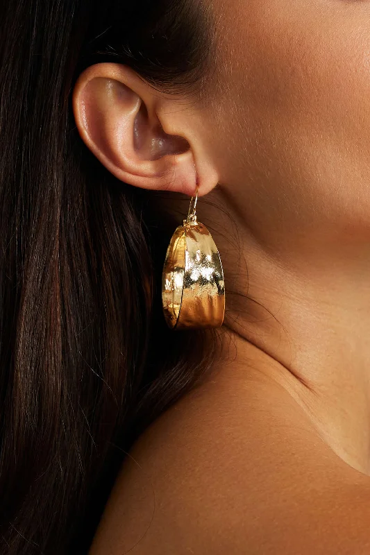 Quick - drying  Hammered Hoop Earrings