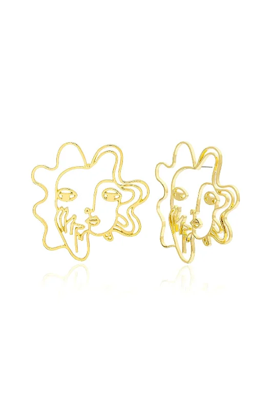 Machine - washable  Face Charm Hollow Out Earrings