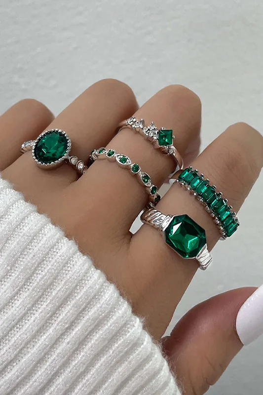 Odor - proof  Set of 5-pcs Rhinestone Decor Rings