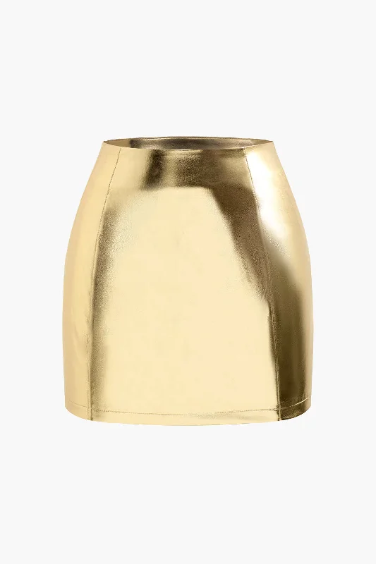 High - quality  Metallic Bodycon Mini Skirt