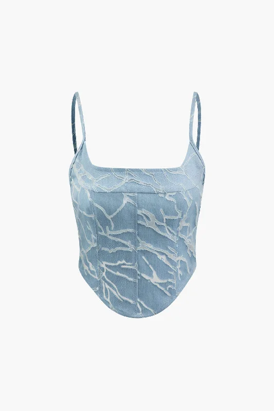 Sun - shielding  Square Neck Denim Cami Top