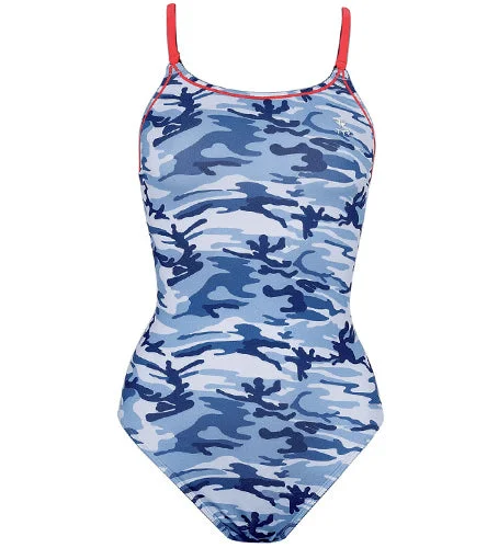 Easy - to - wear  TYR Crossback Female Camo Poly - Youth