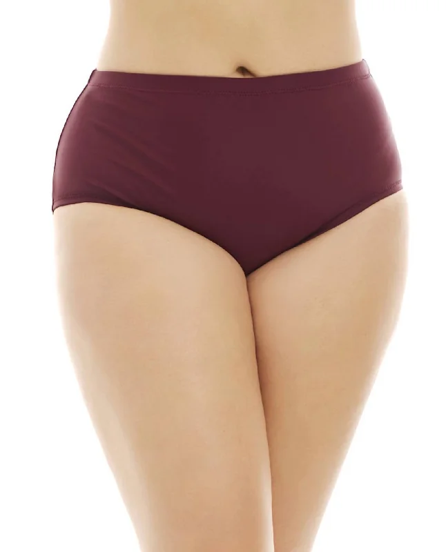 Machine - washable  Women's Curve Sayulita Bikini Bottom - Plus In Maroon