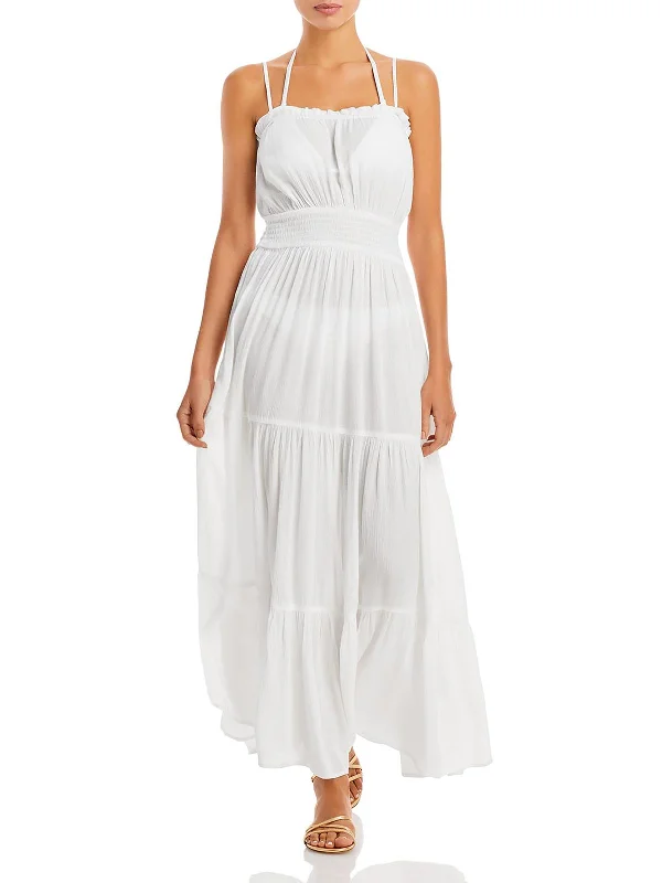 Seamless - constructed  Womens Smocked Tiered Cover-Up